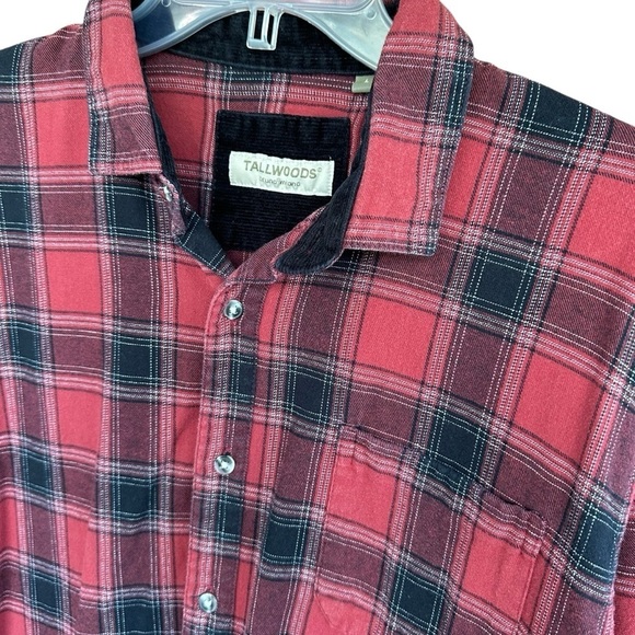 Tallwoods Bruno Milano Red and Black Plaid Flannel Button Down Shirt, Large - Picture 3 of 7
